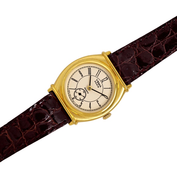 Yema Made in Paris Gold Plated Ladies Vintage 1990\'s Wrist Watch Genuine Leather main image 6